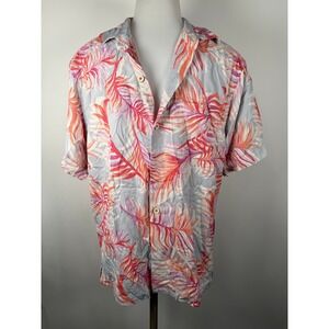 Tommy Bahama Mens Short Sleeve Hawaiian Shirt Tropical Floral Palm Print